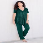 Plus-Size 2 Piece S/S Sequin Top and Pant Set image number null