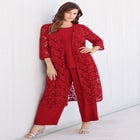 Plus Size 3-Piece Allover Lace Duster Pant Set &ndash; Formal Wear image number null