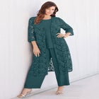 Plus Size 3-Piece Allover Lace Duster Pant Set &ndash; Formal Wear image number null