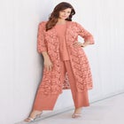 Plus Size 3-Piece Allover Lace Duster Pant Set &ndash; Formal Wear image number null