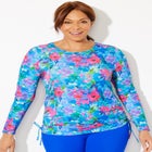 Side-Tie Swim Tee Rash Guard with Built-In Bra image number null