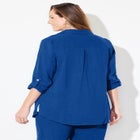 AnyWear Pucker Cotton Buttonfront Roll Tab Shirt image number null