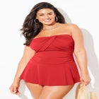 Ruched Skirted Bandeau Swimdress image number null