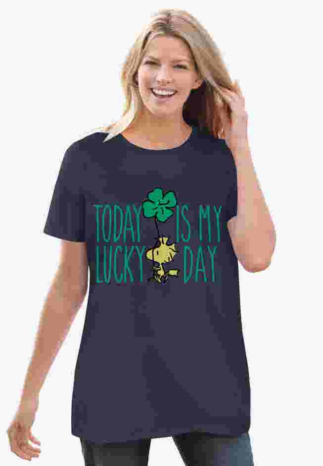Peanuts Women’s Short Sleeve St. Patrick’s Woodstock image number 0