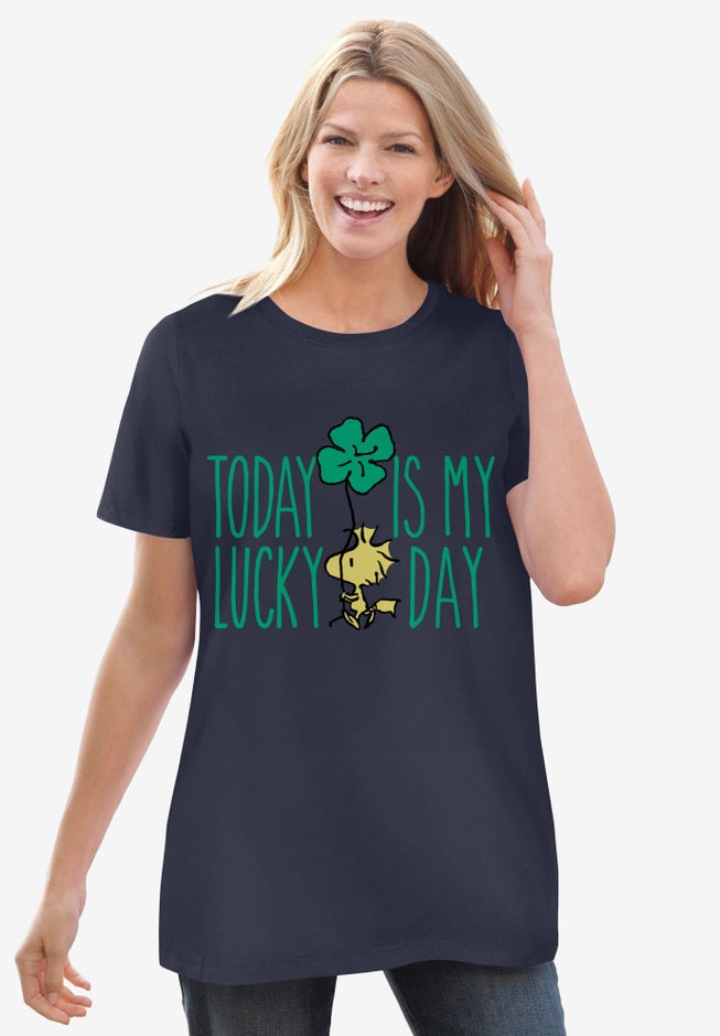 Peanuts Women’s Short Sleeve St. Patrick’s Woodstock image number 0