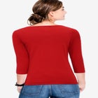 Cotton Spandex Scoop Neck 3/4 Sleeve Tee image number null