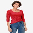 Cotton Spandex Scoop Neck 3/4 Sleeve Tee image number null