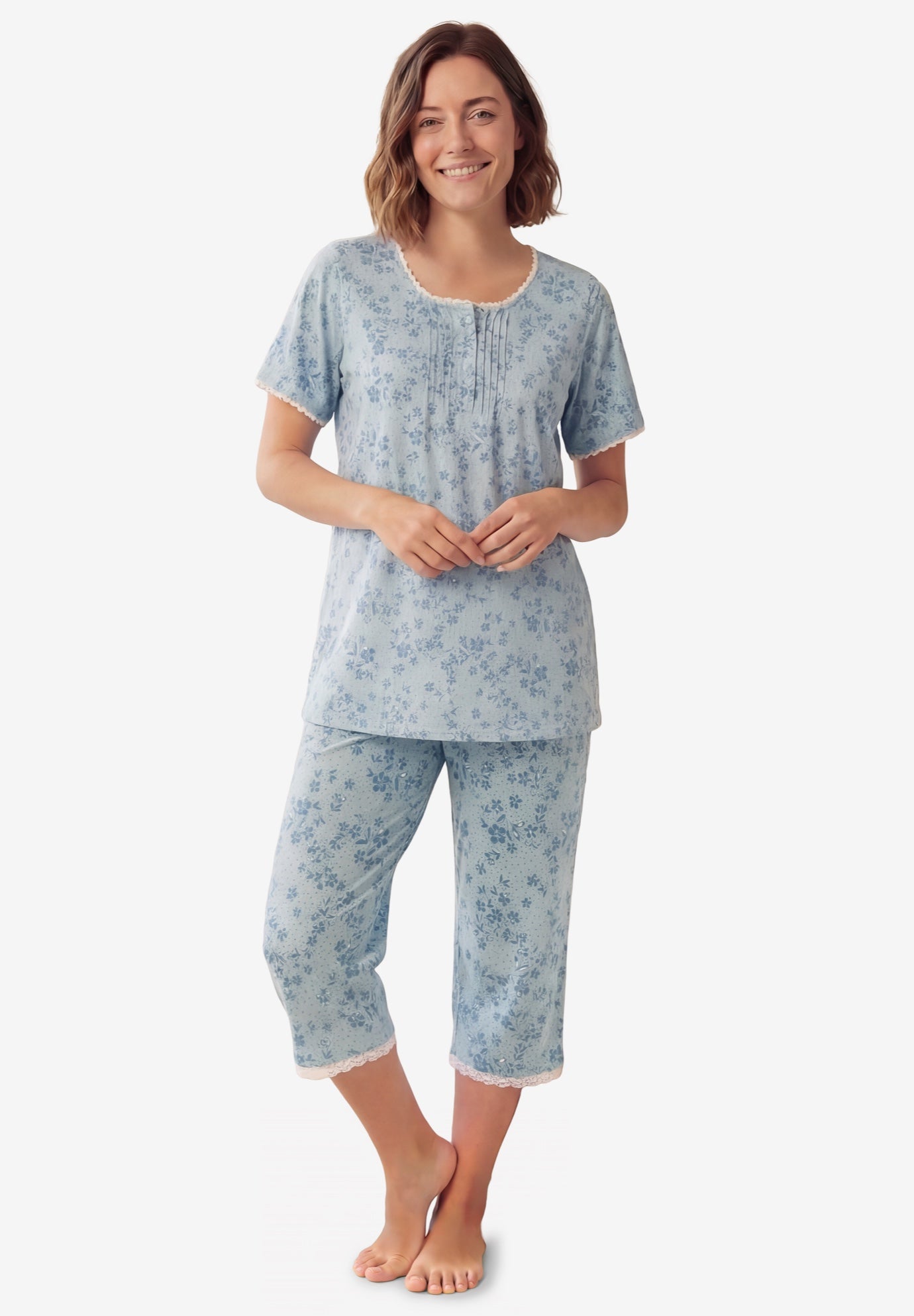 2-Piece Pintuck Tee and Capri Sleep Set image number 0