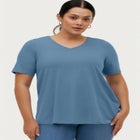 Stretch Jersey Knit A-Line Relaxed V-Neck Short Sleeve Tunic image number 0