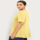 Stretch Knit V-neck Short Sleeve Tunic image number null
