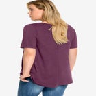Stretch Knit V-neck Short Sleeve Tunic image number null