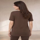 Stretch Jersey Knit A-Line Relaxed V-Neck Short Sleeve Tunic image number 1
