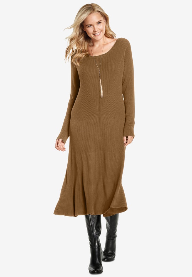 Rib Knit Sweater Dress image number null