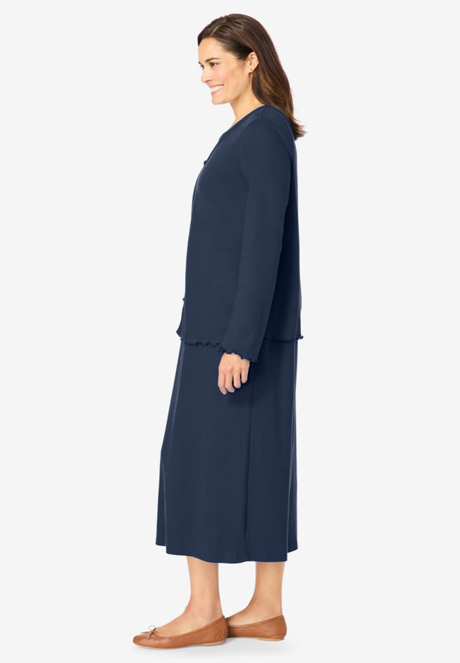 Lettuce Trim Knit Jacket Dress image number 2