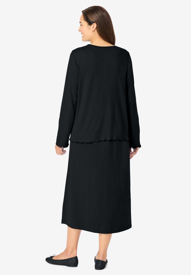 Lettuce Trim Knit Jacket Dress image number 1