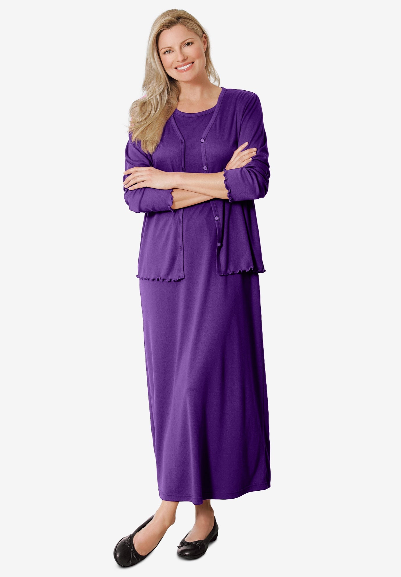 Lettuce Trim Knit Jacket Dress image number 0