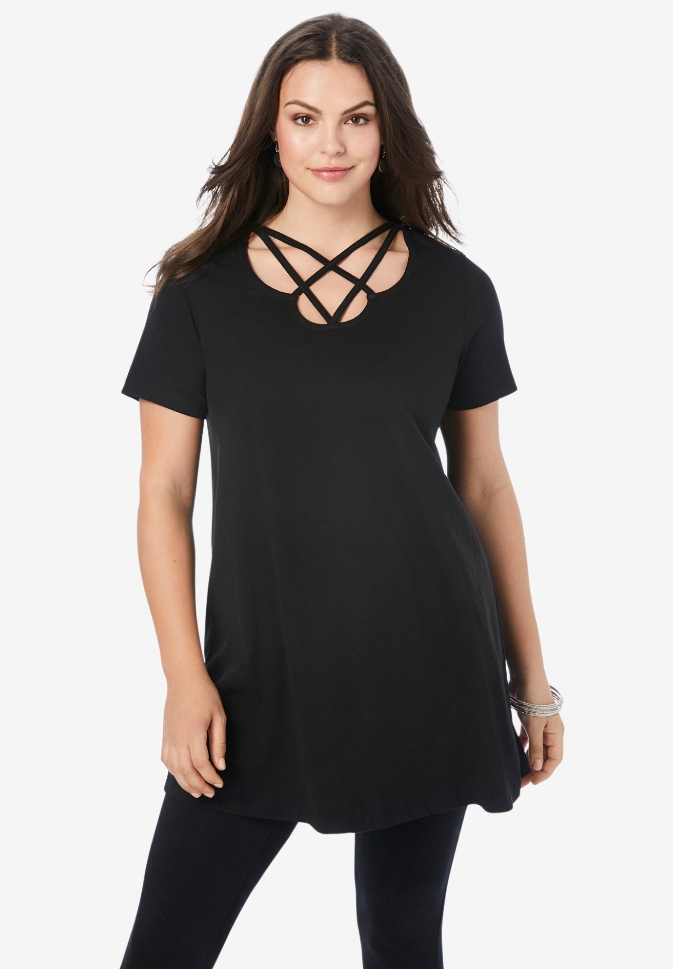 Ultimate Lattice Neck Short Sleeve Tunic image number 0