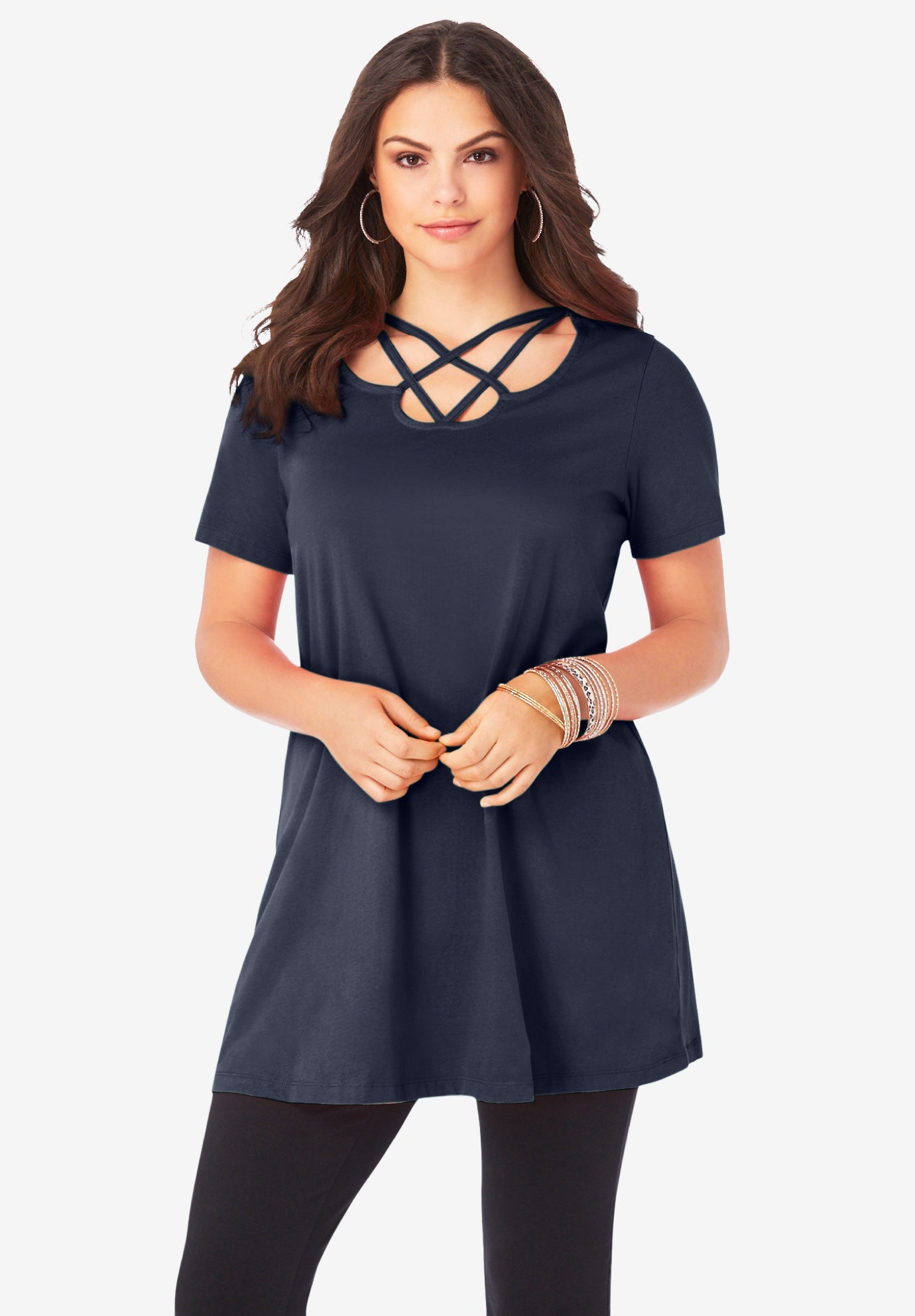 Ultimate Lattice Neck Short Sleeve Tunic image number 1