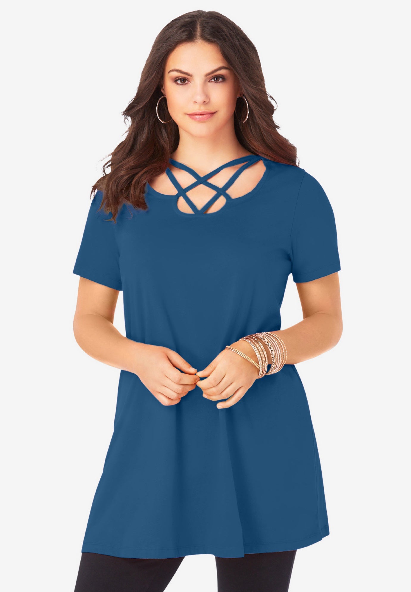 Ultimate Lattice Neck Short Sleeve Tunic image number 0