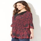 Velvet Trim Pleated Blouse image number null
