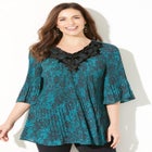 Velvet Trim Pleated Blouse image number null