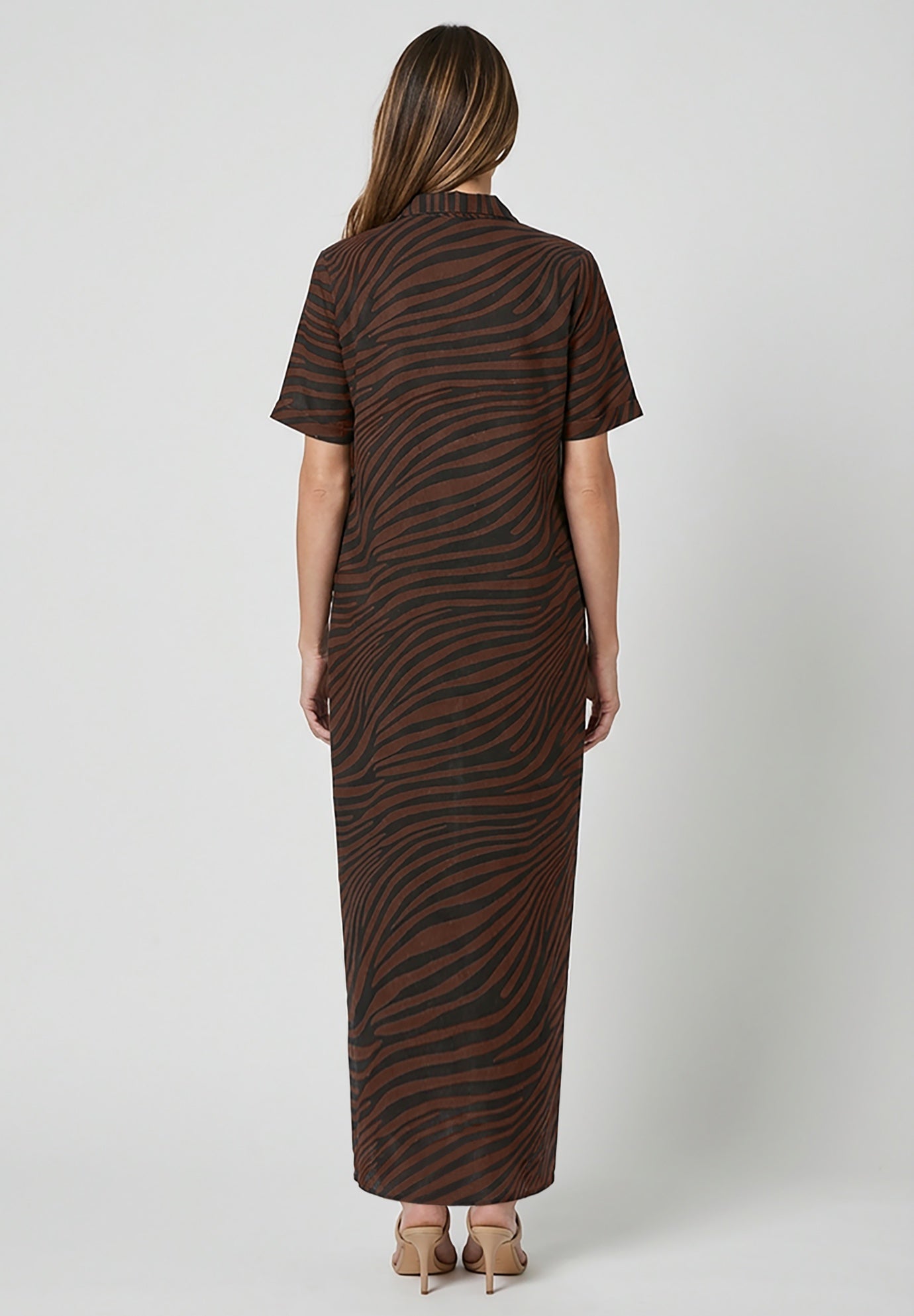 Linen Short Sleeve Maxi Dress image number 1