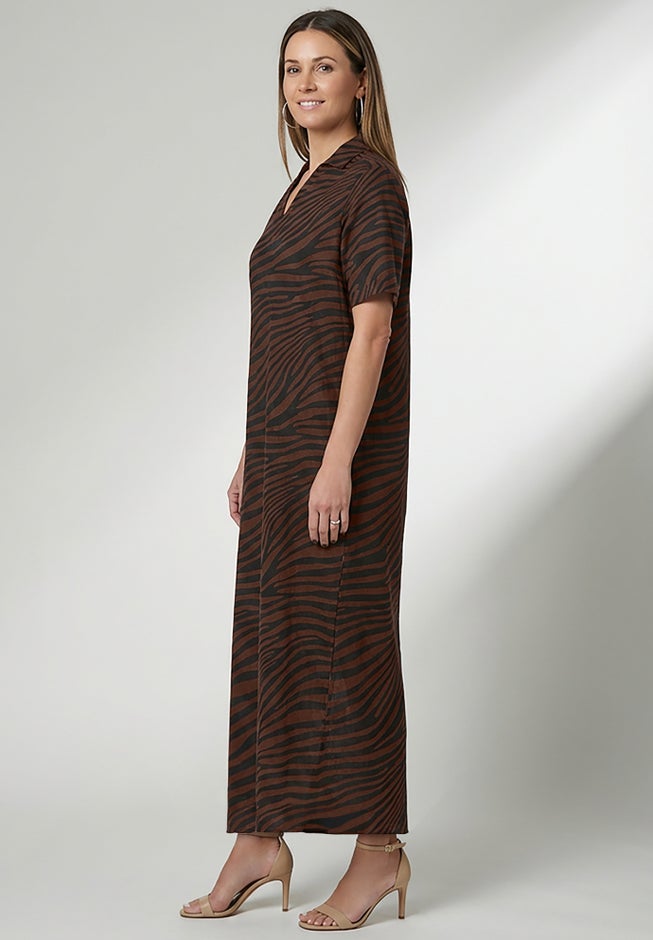 Linen Short Sleeve Maxi Dress image number 2