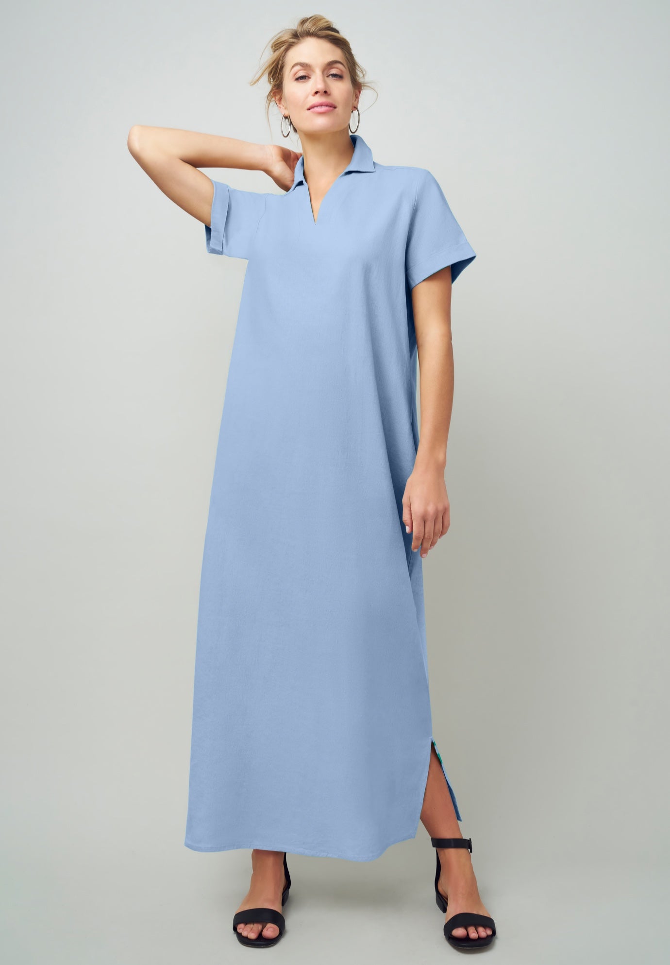 Linen Short Sleeve Maxi Dress image number 0