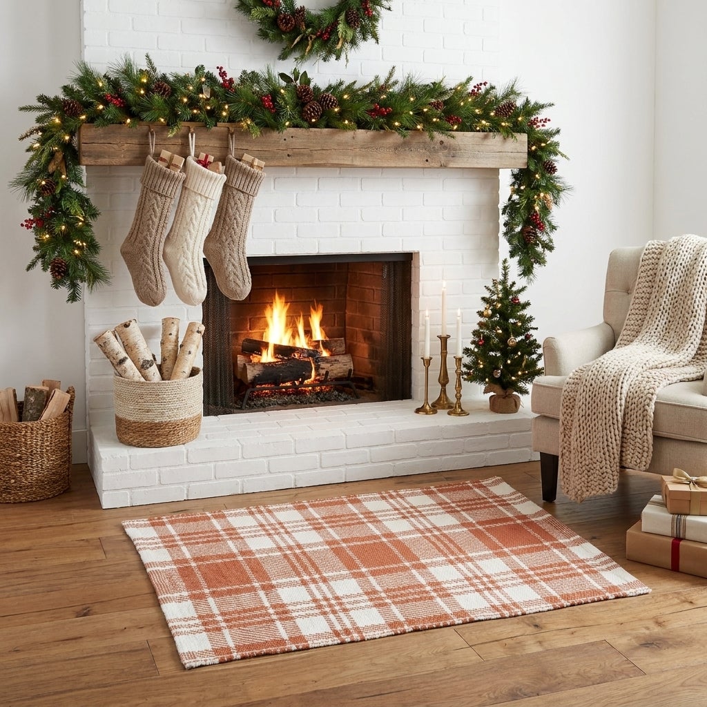 Handwoven Plaid Indoor/Outdoor Layering Rug image number 1