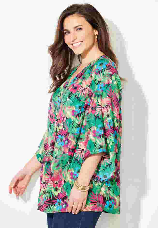V-Neck Angel Sleeve Blouse image number 2