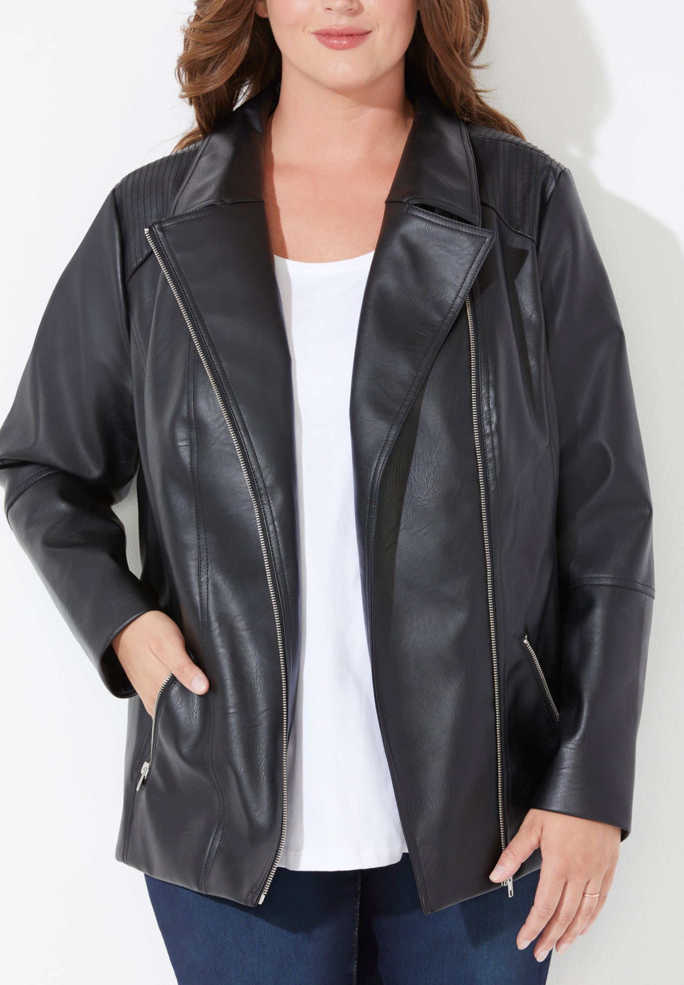 Faux Leather Moto Jacket image number 3