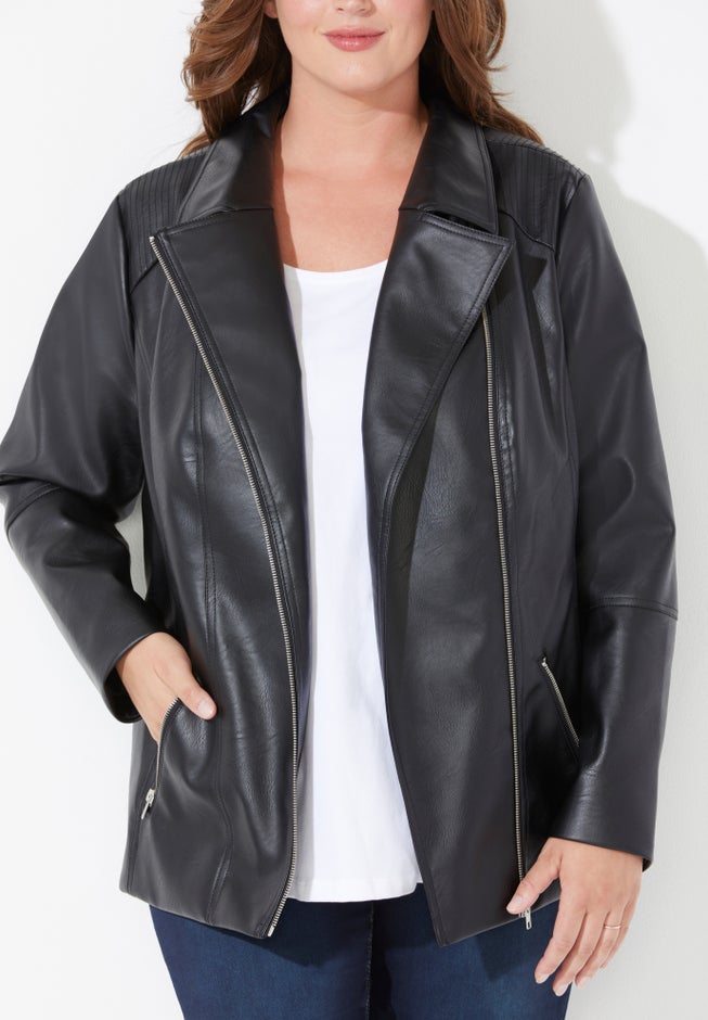 Faux Leather Moto Jacket image number 3