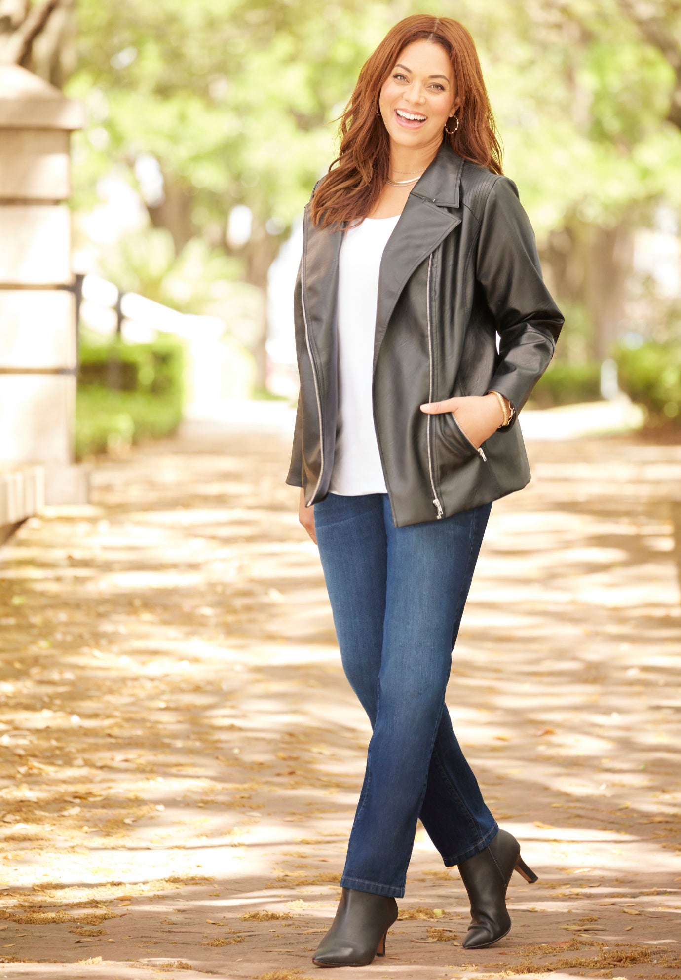 Faux Leather Moto Jacket image number 4