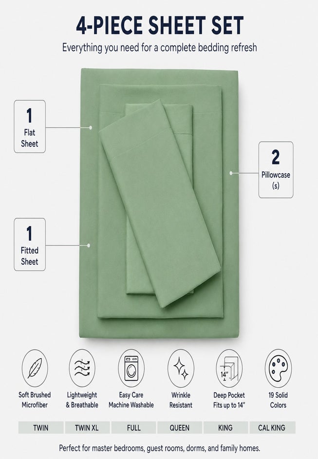 BH Studio Solid Microfiber Sheet Set image number 2