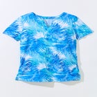 Split-Neck Short-Sleeve Swim Tee with Built-In Bra image number null