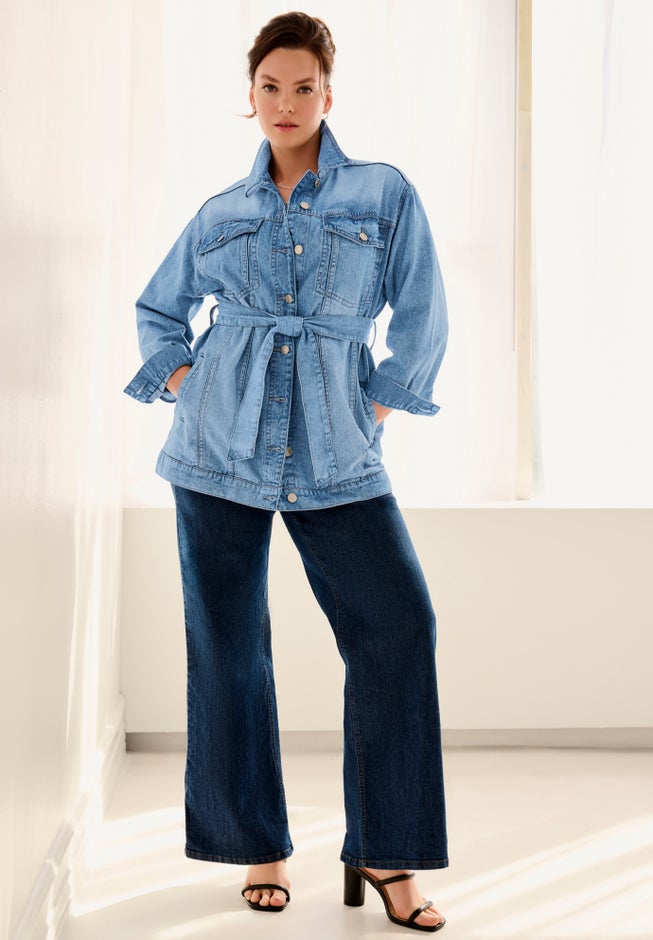 Belted Denim Jacket image number null