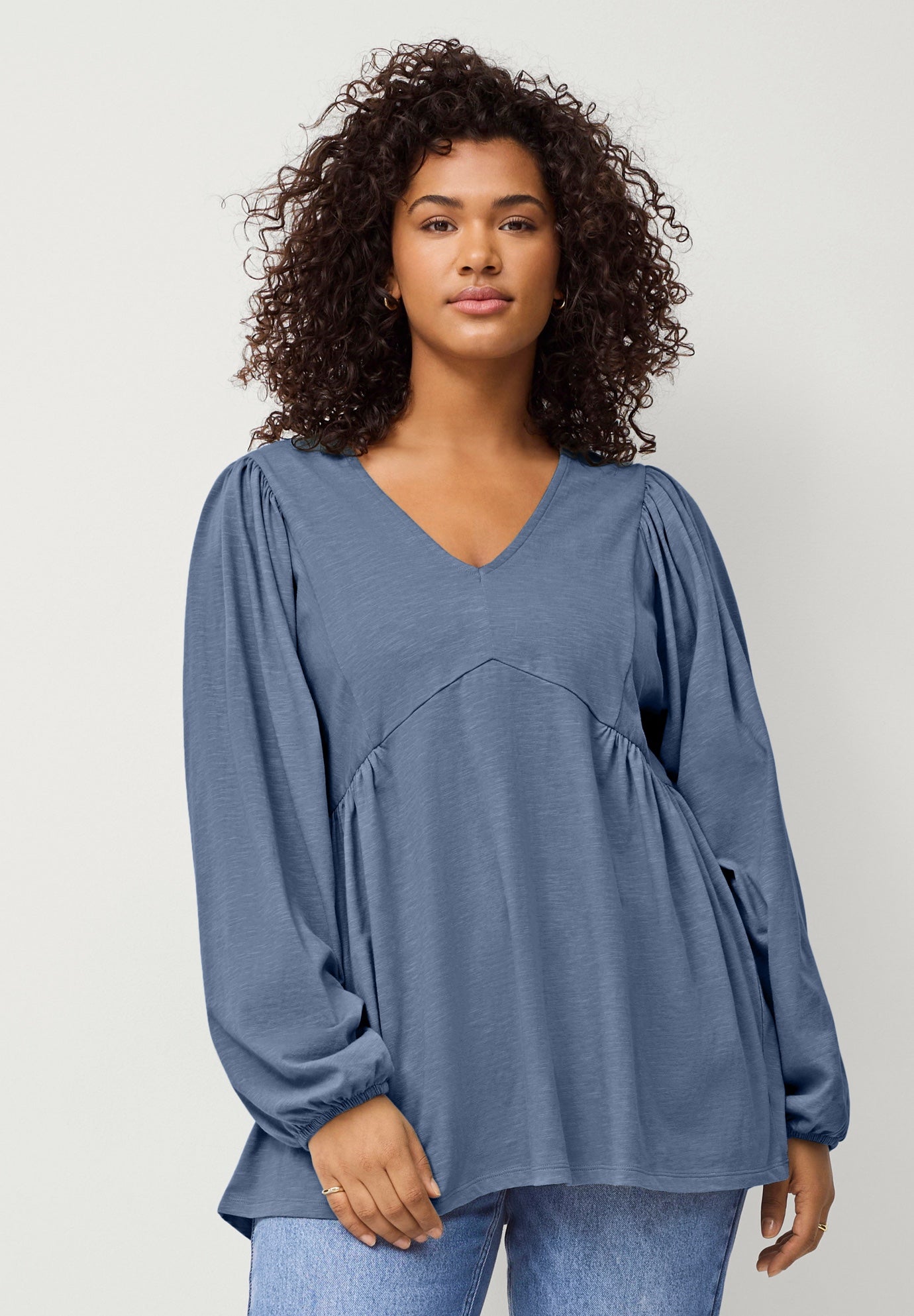 V-Neck Tunic with Diagonal Empire Seam image number 0