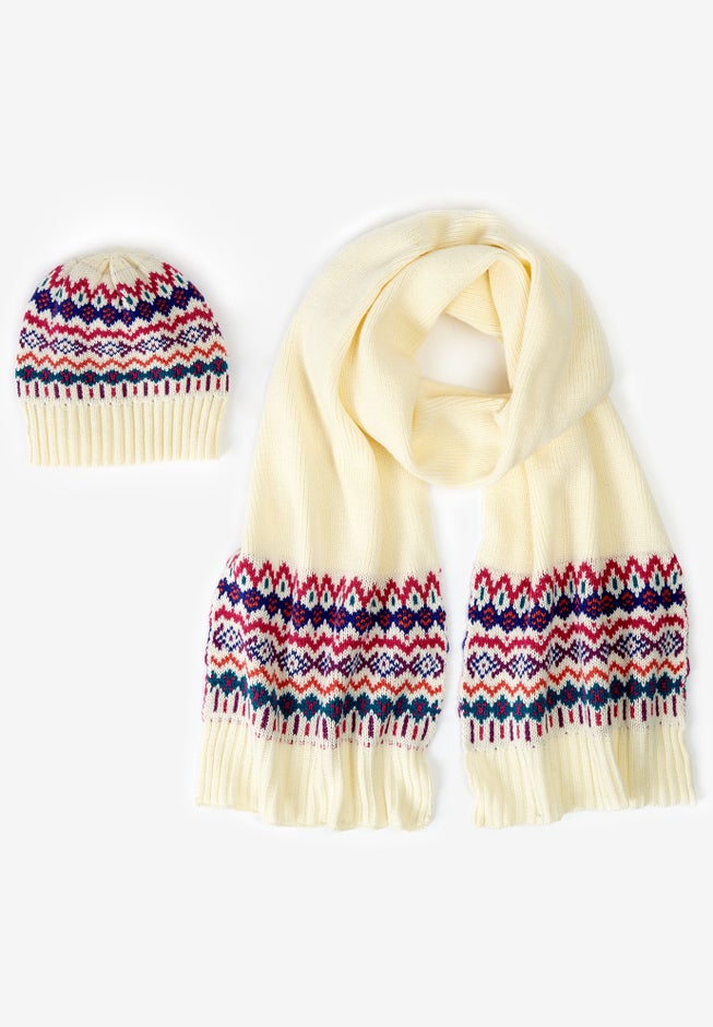 Fair Isle Hat & Scarf Set image number null