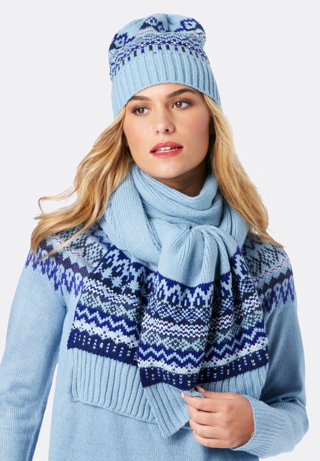 Fair Isle Hat & Scarf Set image number null