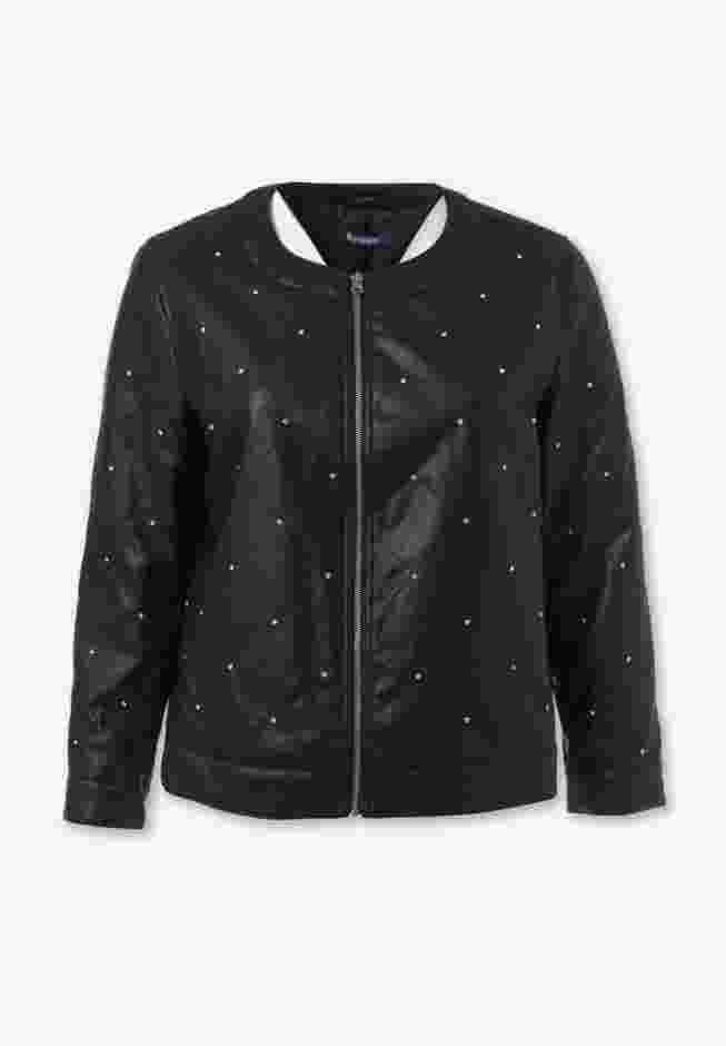 Rhinestone-Studded Bomber Jacket image number 3