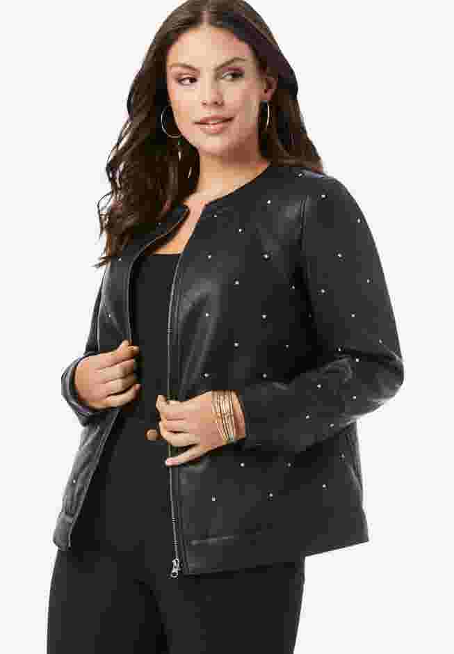 Rhinestone-Studded Bomber Jacket image number 0