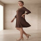 Stretch Knit Three-Quarter Sleeve T-shirt Dress image number 2