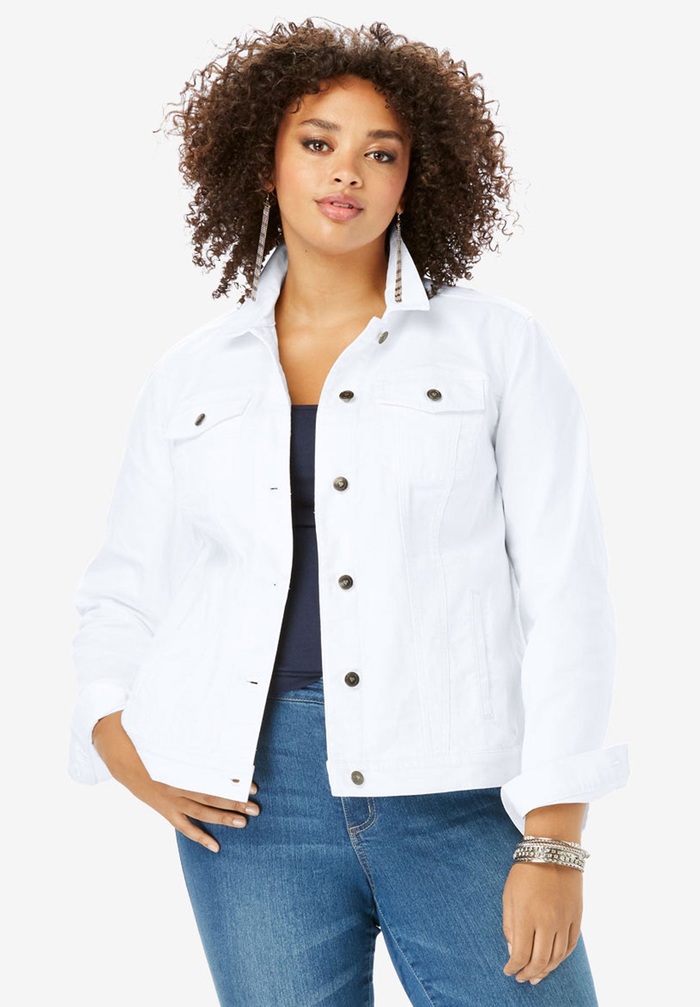 Plus Size Classic Stretch Denim Jacket image number 0