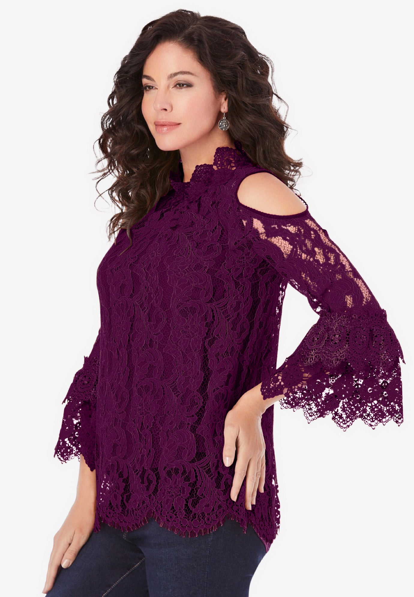 Lace Cold-Shoulder Top image number 2