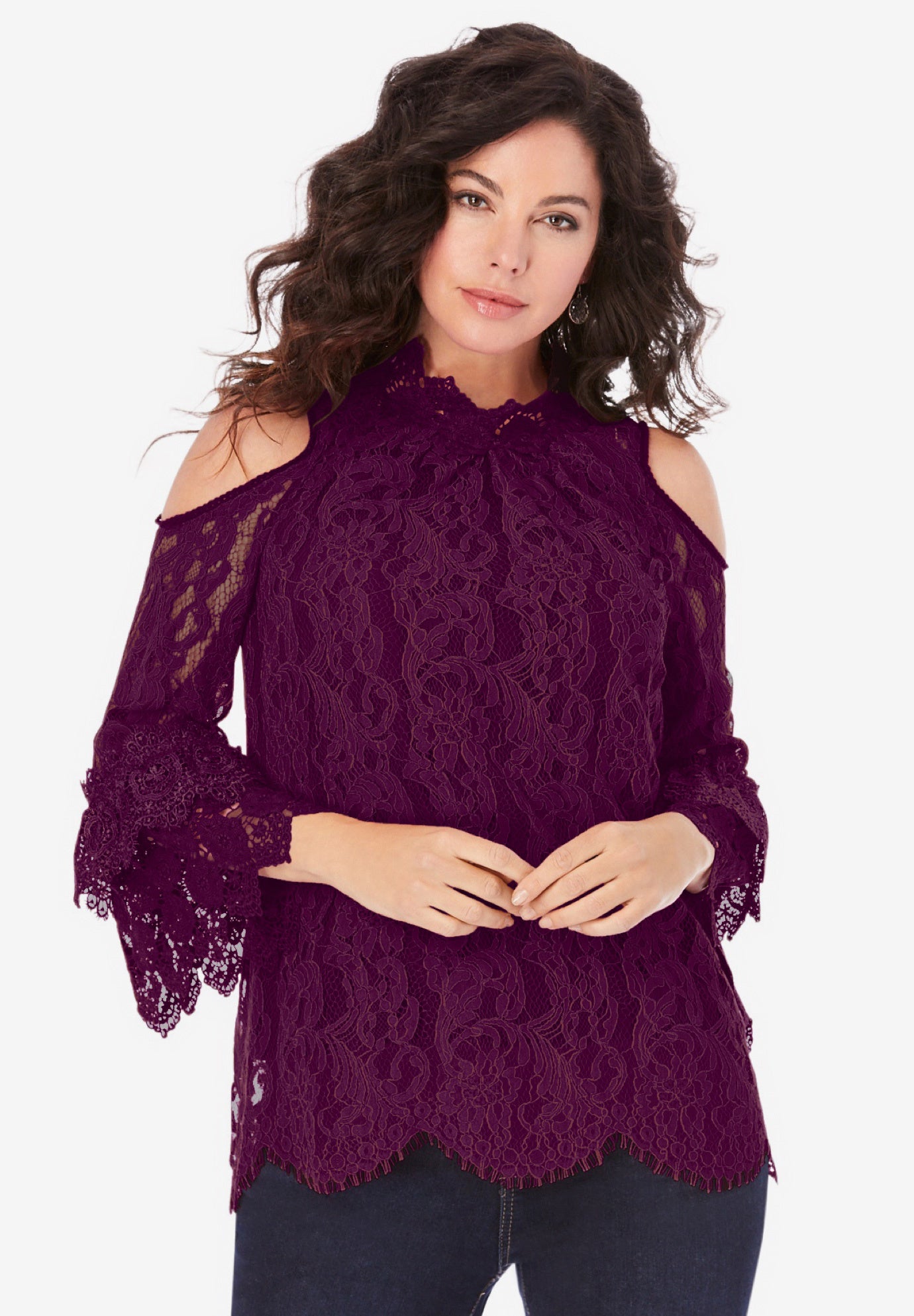 Lace Cold-Shoulder Top image number 0
