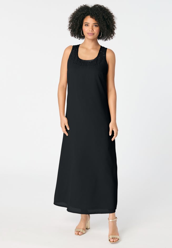 Plus-Size 2 piece Long Sleeve Beaded Georgette Gown Set with Detachable Jacket image number 4