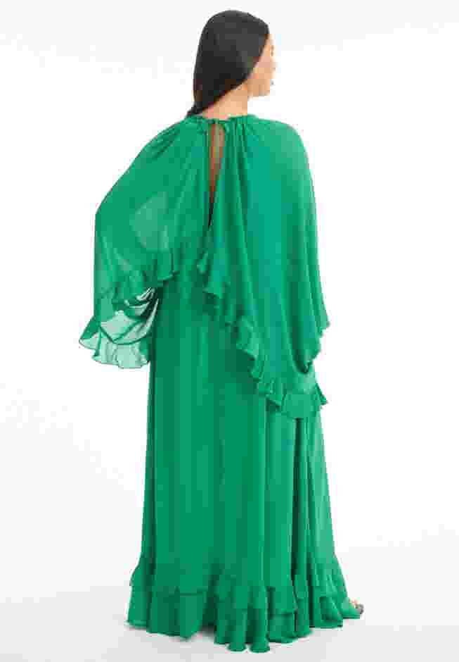 Ruffled Chiffon Cape Maxi Dress image number 1