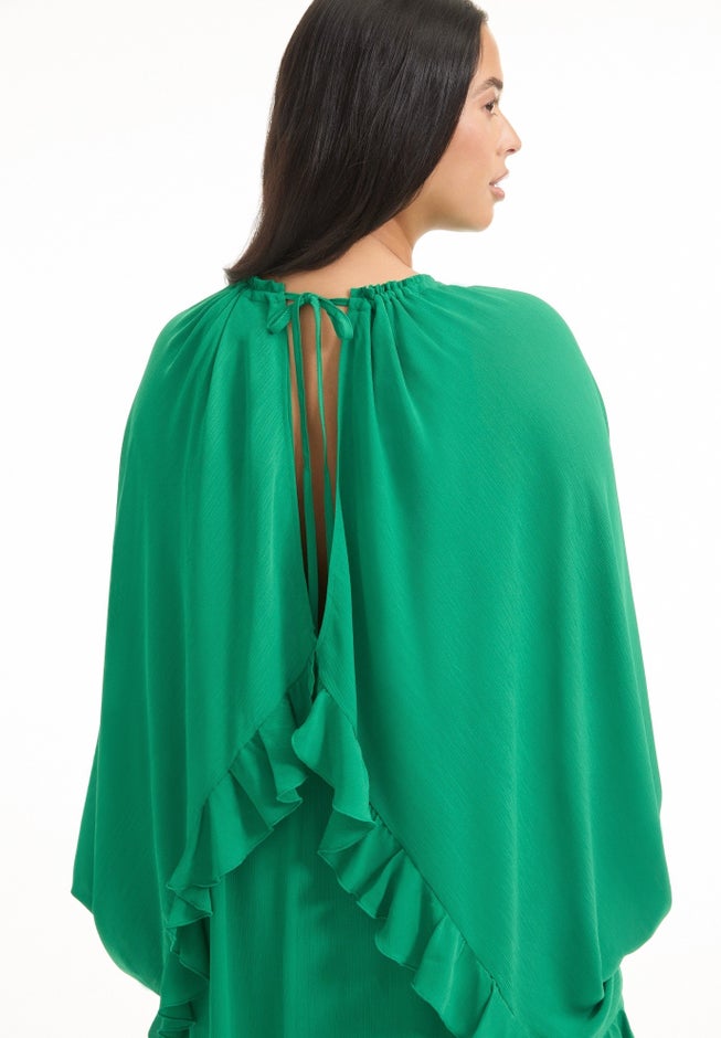 Ruffled Chiffon Cape Maxi Dress image number 2