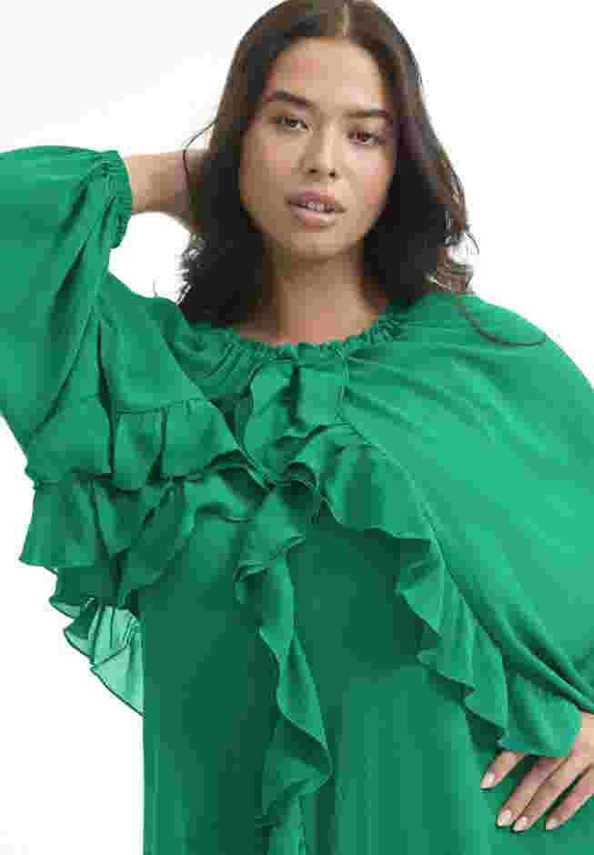 Ruffled Chiffon Cape Maxi Dress image number 3