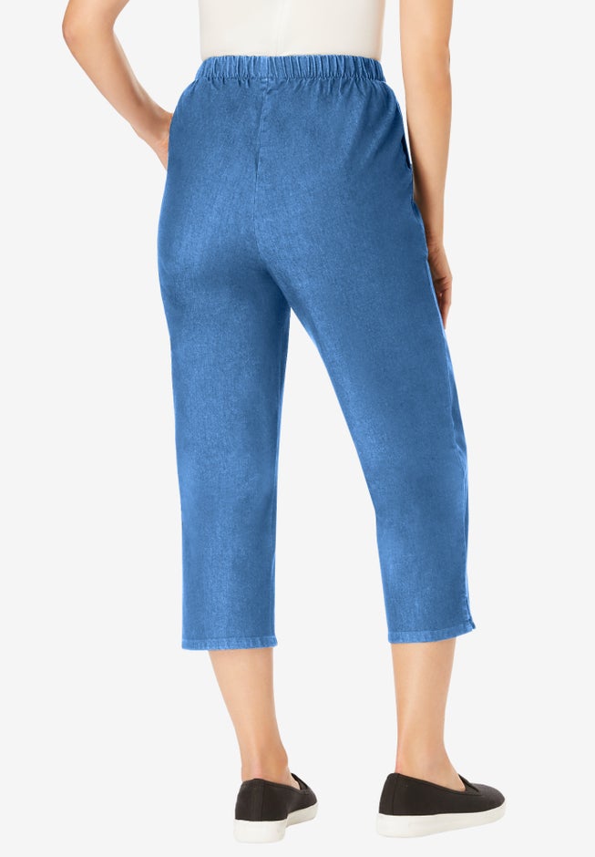 Fineline Stretch Denim Pull-On Capri Jeans image number 1